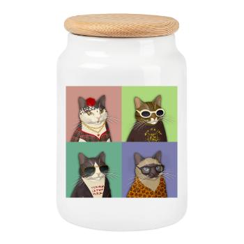 Alt Cats Quartett - Keksdose mit Holzdeckel - Weiß - Vorne
