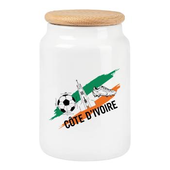 Côte d'Ivoire Football Maillot Ivory Coast Soccer - Boîte à biscuits avec couvercle en bois - blanc - Devant