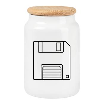 disquette - Boîte à biscuits avec couvercle en bois - blanc - Devant