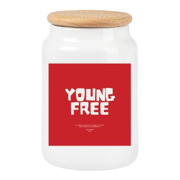 Jeune Libre — Bold Typography - Cookie Jar with Wooden Lid - white - Front