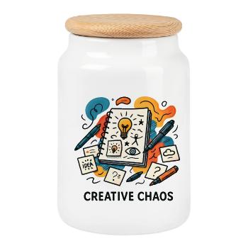 Creative Chaos Hardcover Journal - Cookie Jar with Wooden Lid - white - Front
