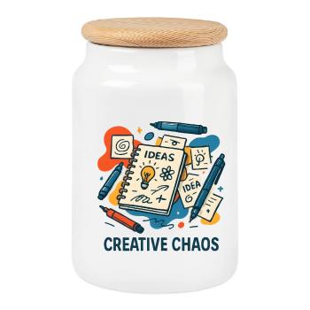 Creative Chaos Idea Book - Cookie Jar with Wooden Lid - white - Front