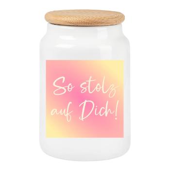 Stolz auf Dich Anerkennung - Keksdose mit Holzdeckel - Weiß - Vorne