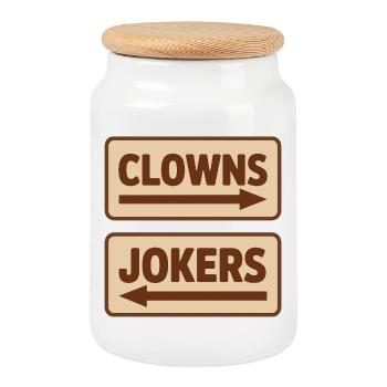  Clowns Jokers Lustiger Spruch Mit Pfeilen Für - Keksdose mit Holzdeckel - Weiß - Vorne