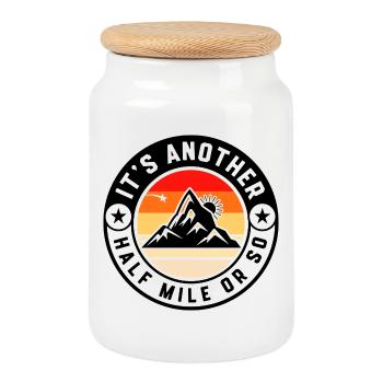 C’est encore un demi-mile environ – Citation drôle de randonnée - Boîte à biscuits avec couvercle en bois - blanc - Devant
