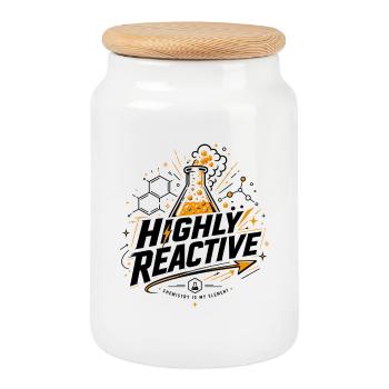 Highly Reactive – Chemie Design für Chemie-Geeks - Keksdose mit Holzdeckel - Weiß - Vorne