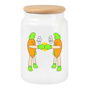 Coup de poing de carotte - Boîte à biscuits avec couvercle en bois - blanc - Devant