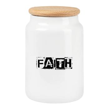 Earth Power Lettering - Cookie Jar with Wooden Lid - white - Front