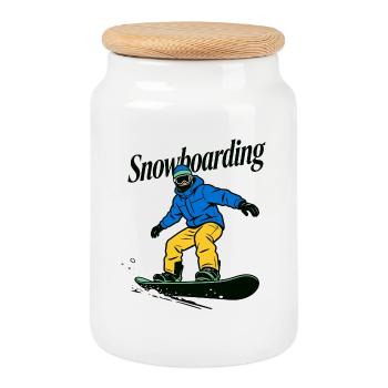 Snowboarder - Keksdose mit Holzdeckel - Weiß - Vorne