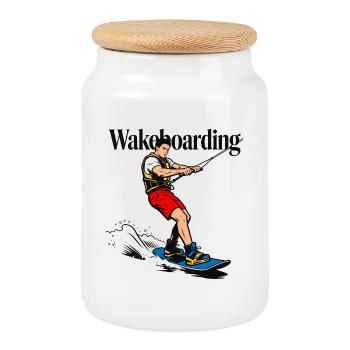 Wakeboarding-Wakeboarder - Keksdose mit Holzdeckel - Weiß - Vorne