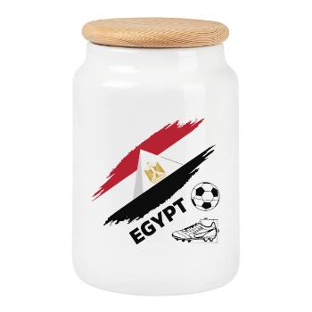 Égypte Football Maillot Supporter Egypt Soccer - Boîte à biscuits avec couvercle en bois - blanc - Devant