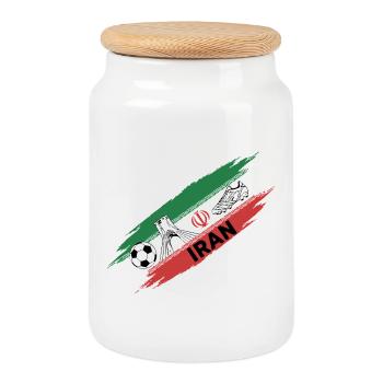 Iran Football Fan Trikot Iran Soccer Soccer - Keksdose mit Holzdeckel - Weiß - Vorne