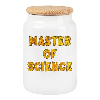 Graduation Master of Science - Cookie Jar with Wooden Lid - white - Front