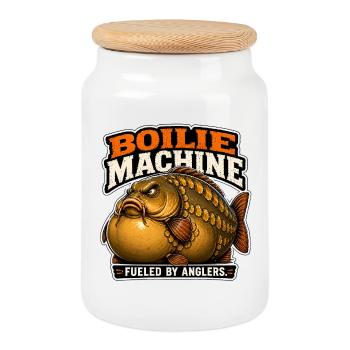 Pêche à la carpe à la Boilie Machine - Boîte à biscuits avec couvercle en bois - blanc - Devant