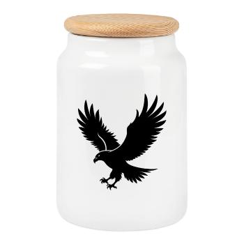 Aigle volant - Boîte à biscuits avec couvercle en bois - blanc - Devant