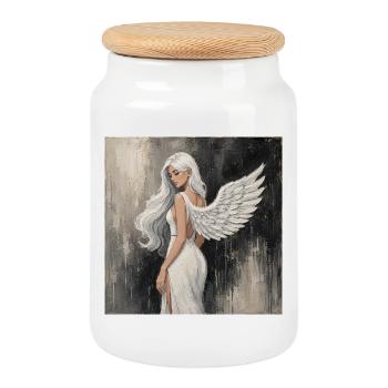 Ange du Ciel en Blanc - Boîte à biscuits avec couvercle en bois - blanc - Devant
