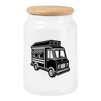 Camion de nourriture - Boîte à biscuits avec couvercle en bois - blanc - Devant