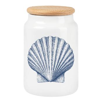 Seashell Sea Vintage Ocean - Cookie Jar with Wooden Lid - white - Front