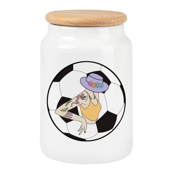 Soccer Girl - Boîte à biscuits avec couvercle en bois - blanc - Devant