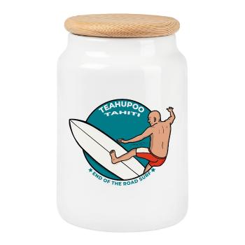 Teahupoo Tahiti Polynésie française Fin de la route - Boîte à biscuits avec couvercle en bois - blanc - Devant