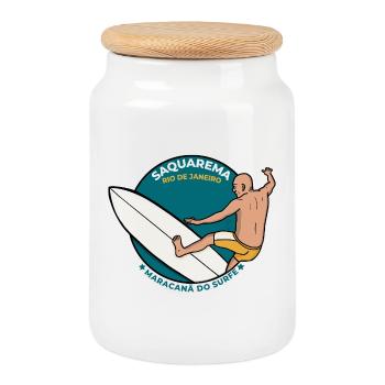 Saquarema Brazil Maracana do Surfe Rio de Janeiro - Cookie Jar with Wooden Lid - white - Front