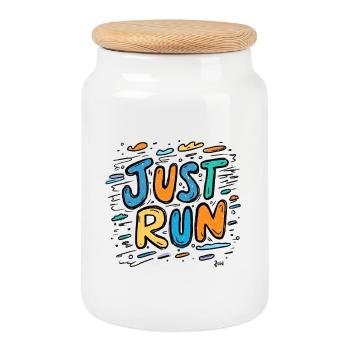 Just Run Graffiti: Colorful Running Joy - Cookie Jar with Wooden Lid - white - Front