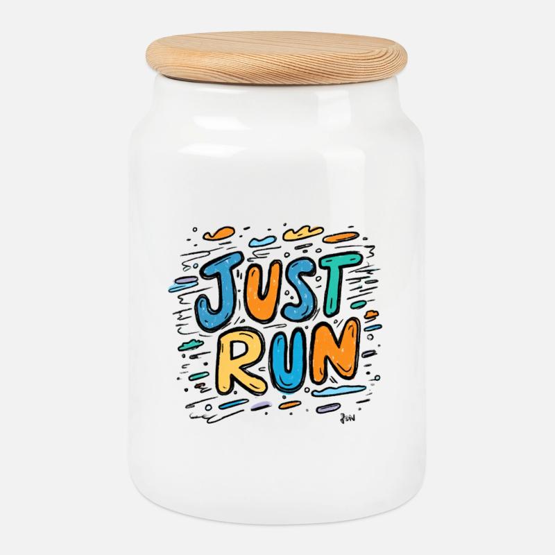 Just Run Graffiti: Farbenfrohe Lauffreude - Keksdose mit Holzdeckel - Weiß