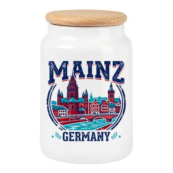 Mainz Germany Cathedral Rhine River Emblem - Keksdose mit Holzdeckel - Weiß - Vorne