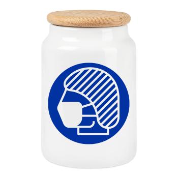 Filet à cheveux et masque facial, médecin, infirmière - Boîte à biscuits avec couvercle en bois - blanc - Devant
