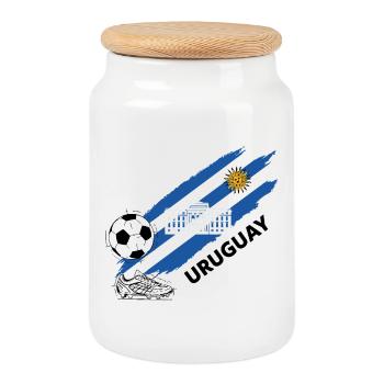 Uruguay Football Uruguay Soccer Fan Jersey - Cookie Jar with Wooden Lid - white - Front