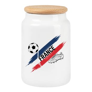 France Football Maillot Supporter France Soccer - Boîte à biscuits avec couvercle en bois - blanc - Devant