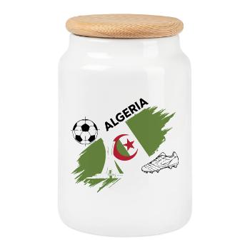 Algérie Football Maillot Supporter Algeria Foot - Boîte à biscuits avec couvercle en bois - blanc - Devant