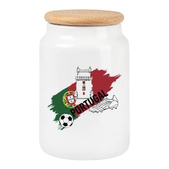 Portugal Football Maillot Supporter Soccer Foot - Boîte à biscuits avec couvercle en bois - blanc - Devant