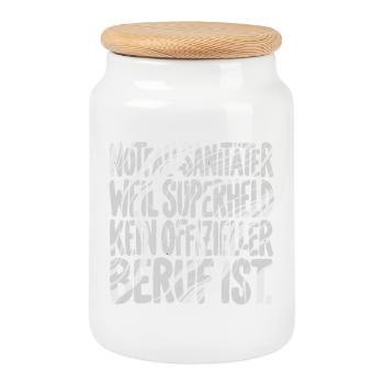 Notfallsanitäter weil superheld kein offizieller - Keksdose mit Holzdeckel - Weiß - Vorne