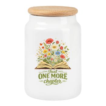 Just One More Chapter Wildflower Book Love - Cookie Jar with Wooden Lid - white - Front