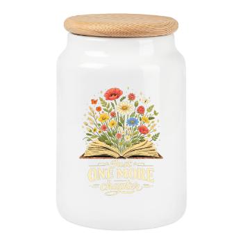 Just One More Chapter Wildflower Book Love - Cookie Jar with Wooden Lid - white - Front