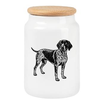 Pointeur allemand à poil court - Boîte à biscuits avec couvercle en bois - blanc - Devant
