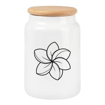 Frangipani flower - Cookie Jar with Wooden Lid - white - Front