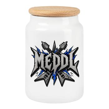 Meddl – Franconian Metal Saying - Cookie Jar with Wooden Lid - white - Front