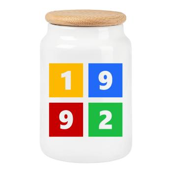 1992 - Cookie Jar with Wooden Lid - white - Front