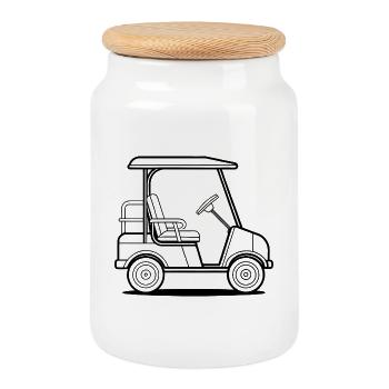 Golfwagen - Keksdose mit Holzdeckel - Weiß - Vorne