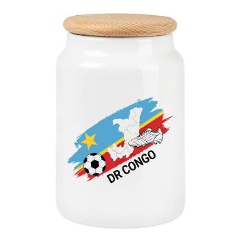 RDC Congo Football Maillot DRC Soccer Foot - Boîte à biscuits avec couvercle en bois - blanc - Devant