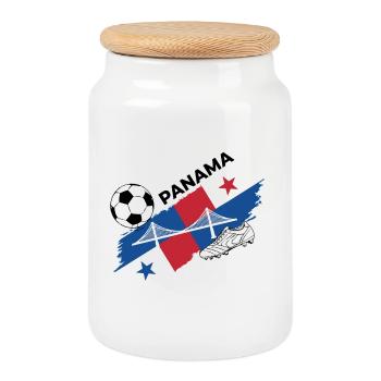 Panama Football Panama Soccer Foot Canaleros - Boîte à biscuits avec couvercle en bois - blanc - Devant
