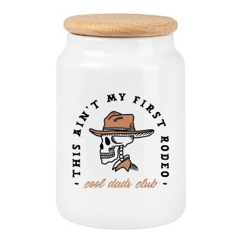 Club de pères cool, drôle de cowboy de campagne - Boîte à biscuits avec couvercle en bois - blanc - Devant