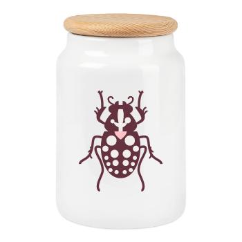 Polka Dot Insect l Entomology L Wine Red - Cookie Jar with Wooden Lid - white - Front