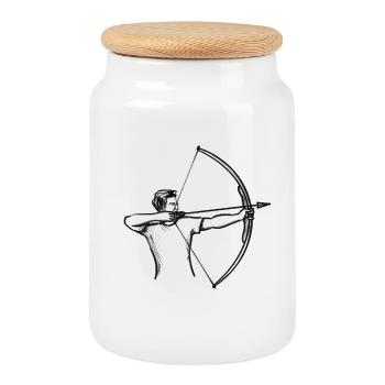 Archer - Illustration - Boîte à biscuits avec couvercle en bois - blanc - Devant
