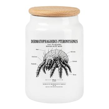 House Dust Mite – Domestic Microfauna No. 01 - Keksdose mit Holzdeckel - Weiß - Vorne