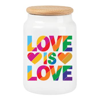 Mois de la fierté LGBTQ - L’amour, c’est l’amour - Boîte à biscuits avec couvercle en bois - blanc - Devant