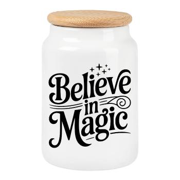 Croire en la magie - Boîte à biscuits avec couvercle en bois - blanc - Devant