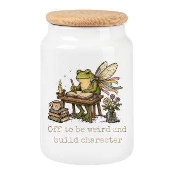 Grenouille Fée Cottagecore | Citation Motivation - Boîte à biscuits avec couvercle en bois - blanc - Devant